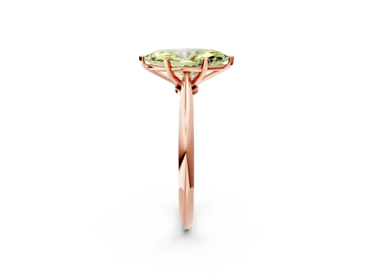 Fancy Yellow Marquise Cut Diamond Solitaire Engagement Ring with Classic Band and Four-Prong Setting Rose gold