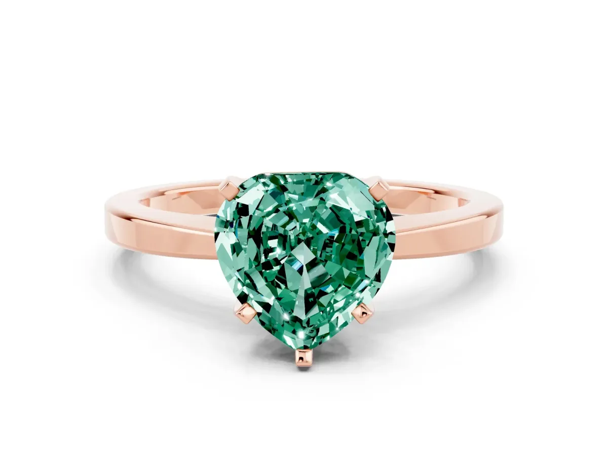 Heart Cut Green Sapphire Solitaire Engagement Ring with Classic Band and Four-Prong Setting Rose gold