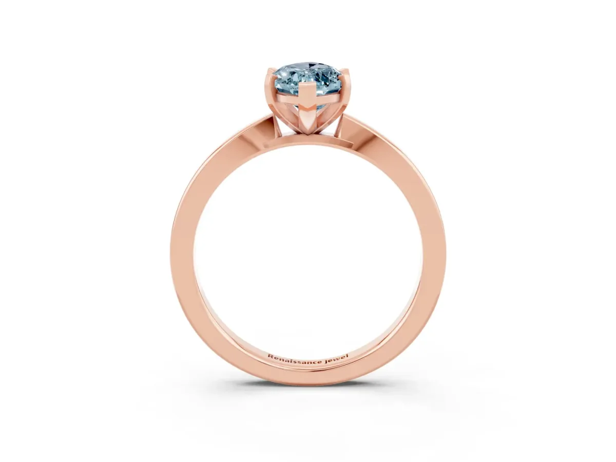 Marquise Cut Aquamarine Solitaire Engagement Ring with Classic Band and Four-Prong Setting Rose gold