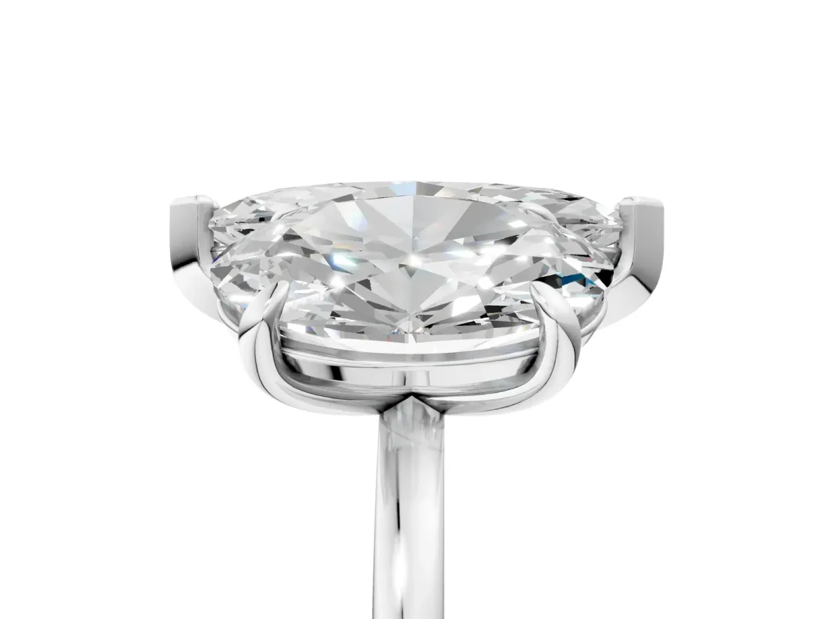 Oval and Marquise Toi Moi Ring with Prong Setting and Plain Band Silver