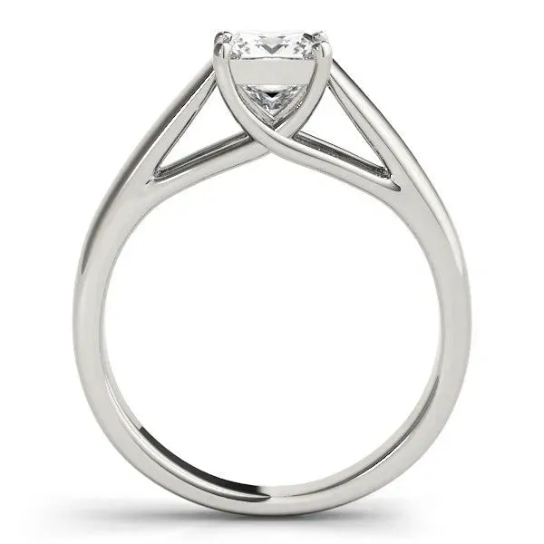 Princess Cut Cut Solitaire Engagement Ring with Cathedral Setting and Four-Prong Setting Silver