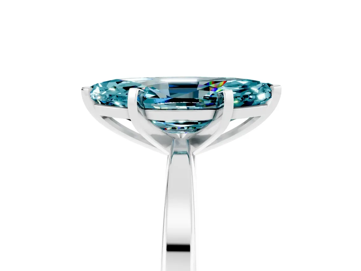 Marquise Cut Blue Topaz Solitaire Engagement Ring with Classic Band and Four-Prong Setting White gold