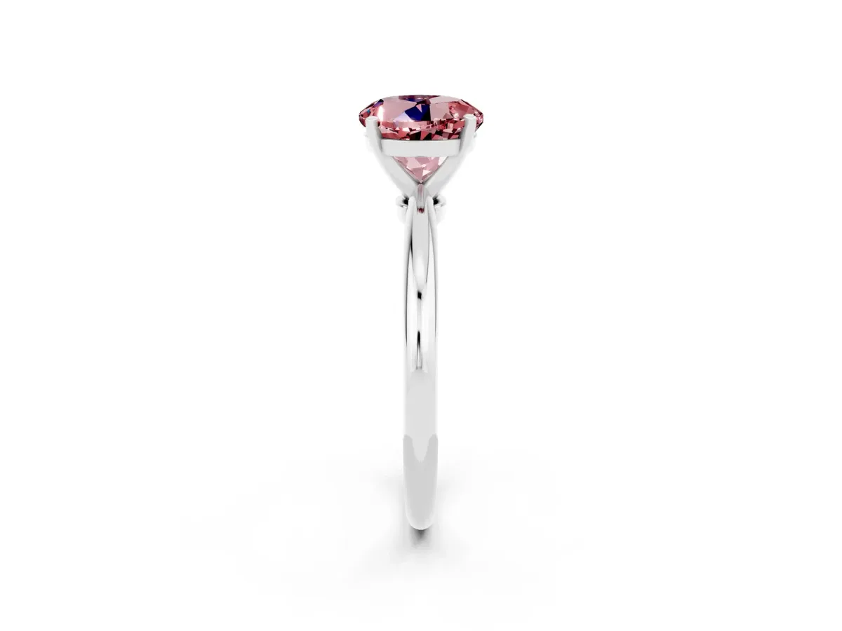 Round Cut Morganite Solitaire Ring with Six-Prong Setting and Classic Band Platinum