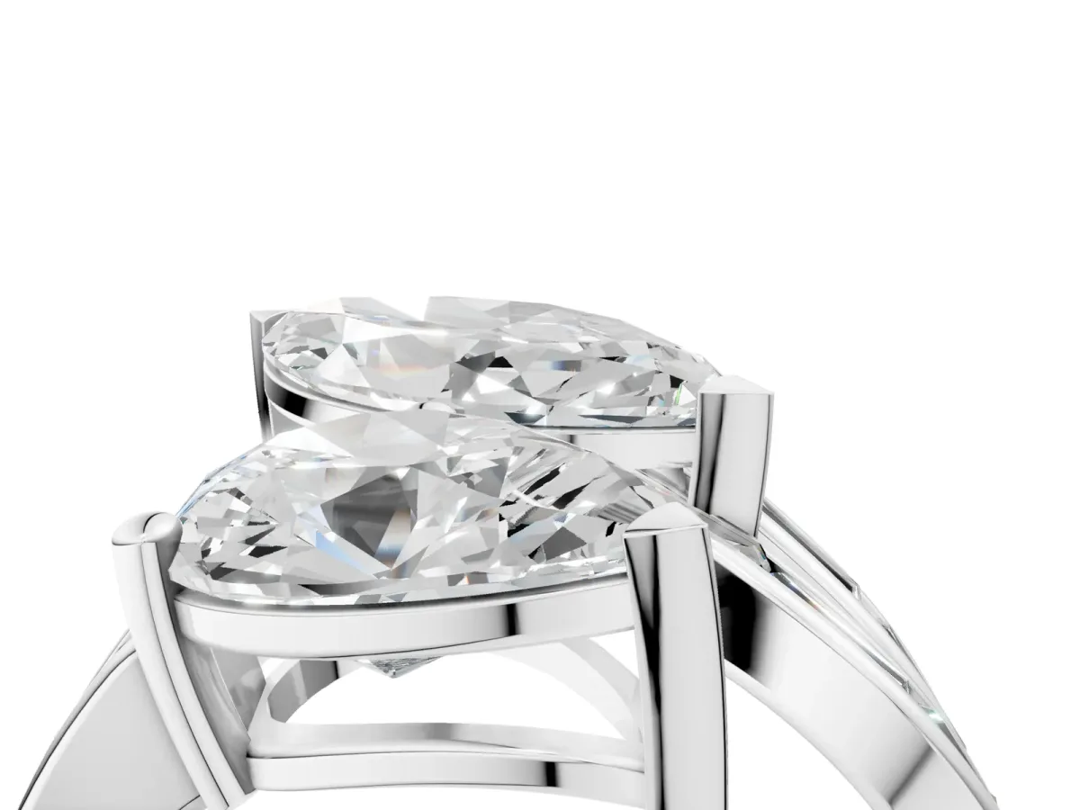 Marquise and Pear Diamond Toi Moi Ring with Baguette Diamond Accents White gold
