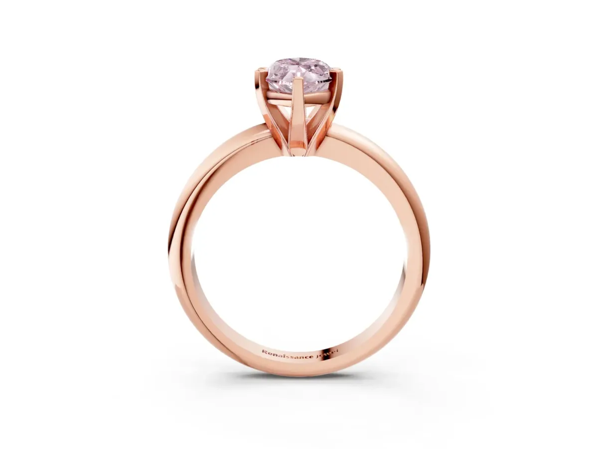 Fancy Pink Marquise Cut Diamond Solitaire Engagement Ring with Round Band and Four-Prong Setting Rose gold