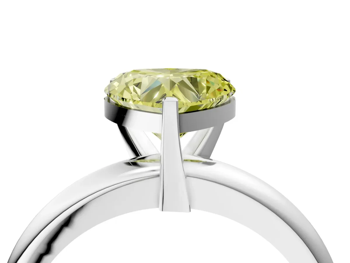 Fancy Yellow Heart Cut Diamond Solitaire Engagement Ring with Round Band and Four-Prong Setting White gold