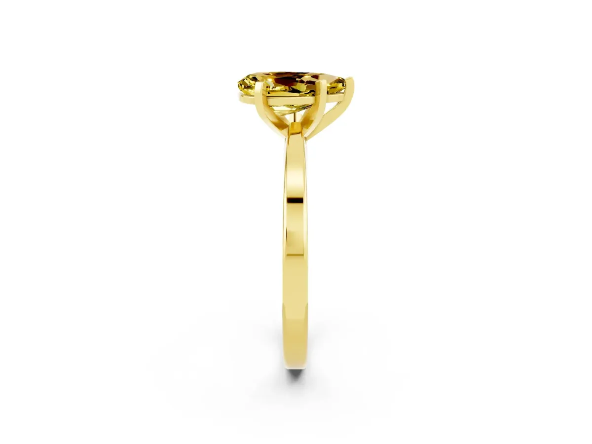 Pear Cut Yellow Sapphire Solitaire Engagement Ring with Classic Band and Four-Prong Setting Yellow gold