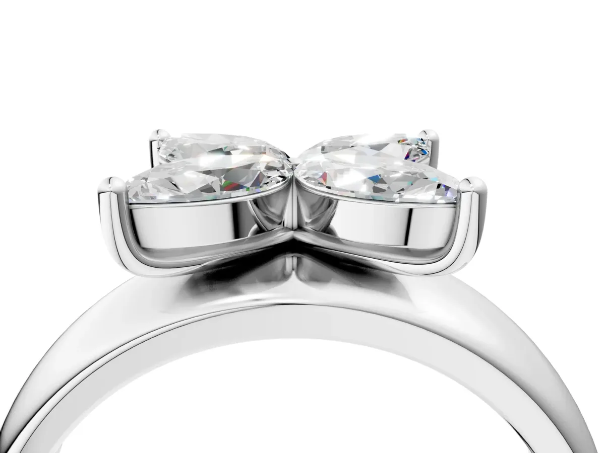 Marquise Diamond Floral Promise Ring Silver