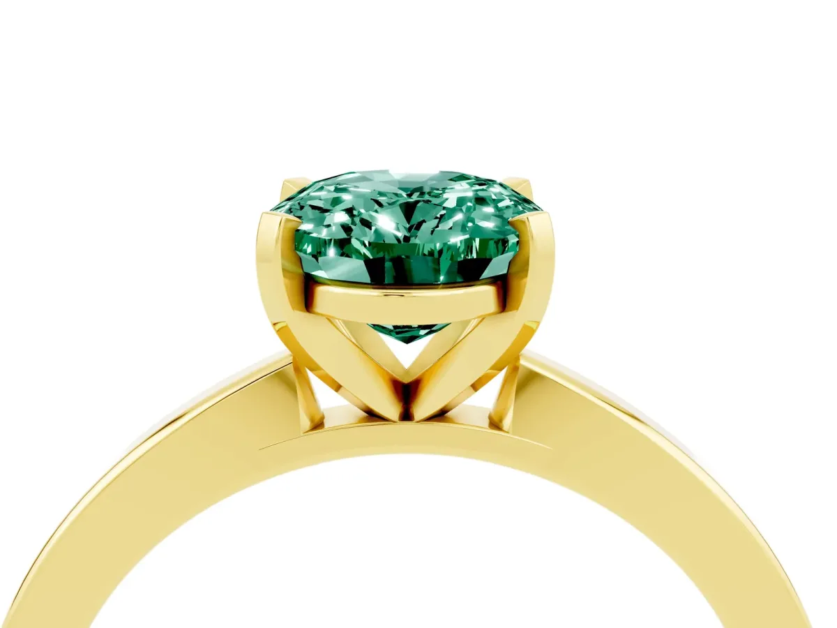 Oval Cut Green Sapphire Solitaire Engagement Ring with Classic Band and Four-Prong Setting Yellow gold