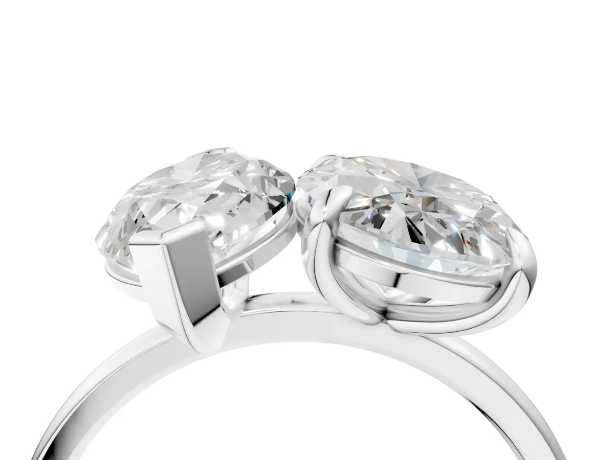 Oval and Marquise Toi Moi Ring with Prong Setting and Plain Band Silver