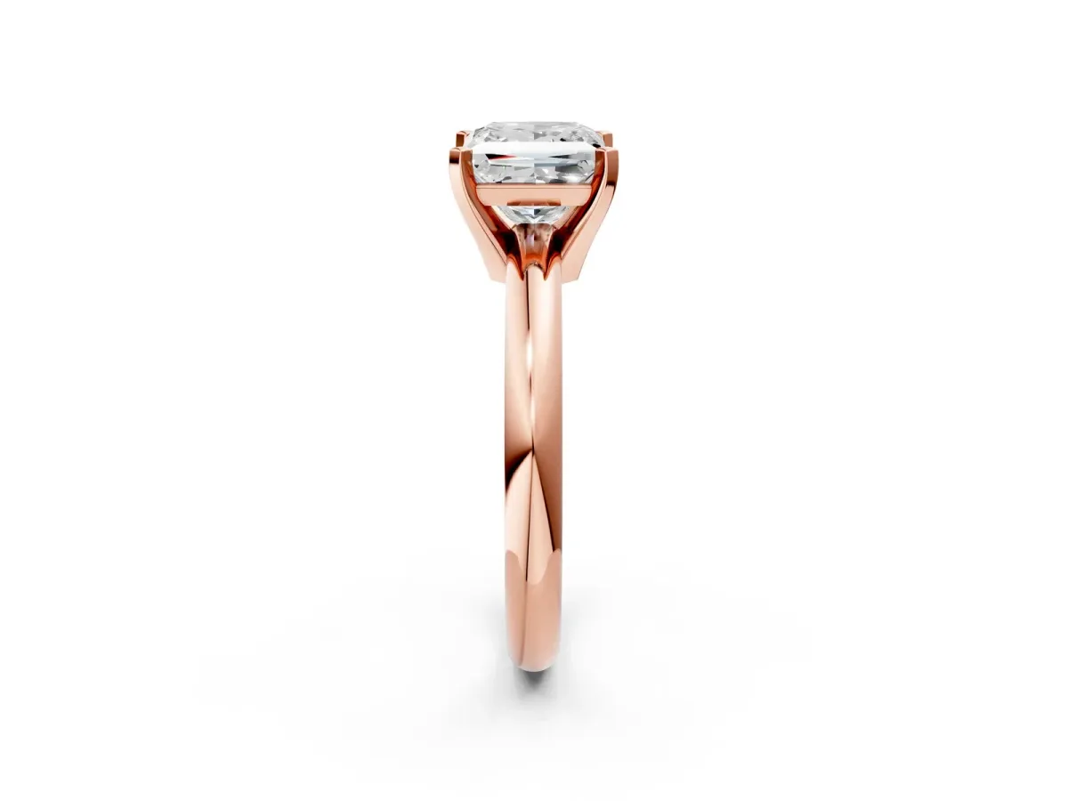 Princess Cut Diamond Solitaire Engagement Ring with Round Band and Four-Prong Setting Rose gold
