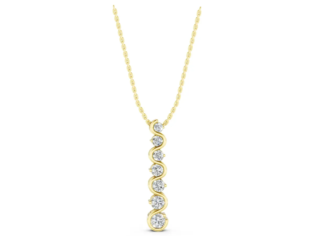 Round Diamond S-Curve Prong Set Pendant Yellow gold