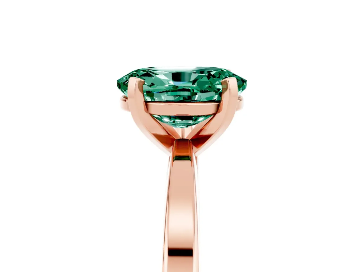 Oval Cut Green Sapphire Solitaire Engagement Ring with Classic Band and Four-Prong Setting Rose gold