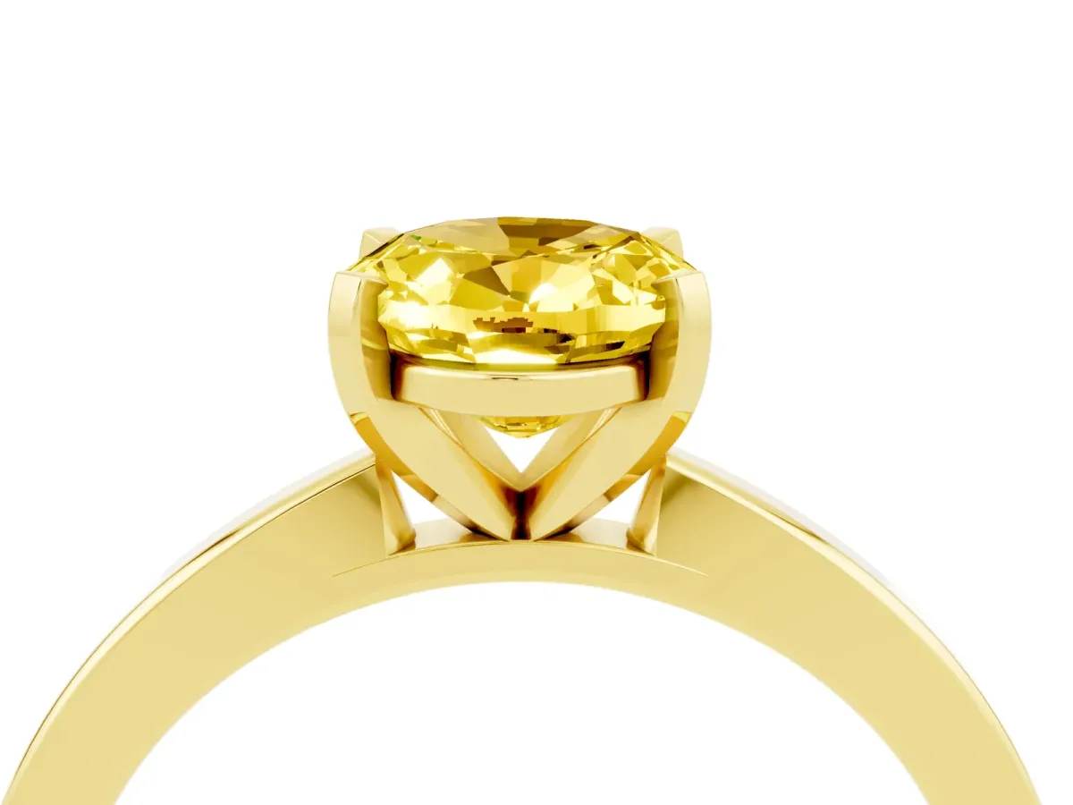 Oval Cut Yellow Sapphire Solitaire Engagement Ring with Classic Band and Four-Prong Setting Yellow gold