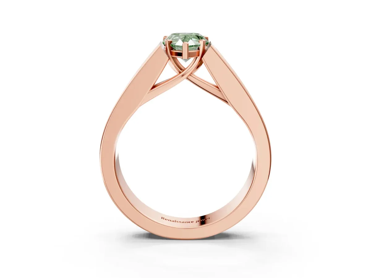Fancy Green Pear Cut Cut Channel Set Solitaire Ring with Four-Prong Setting Rose gold