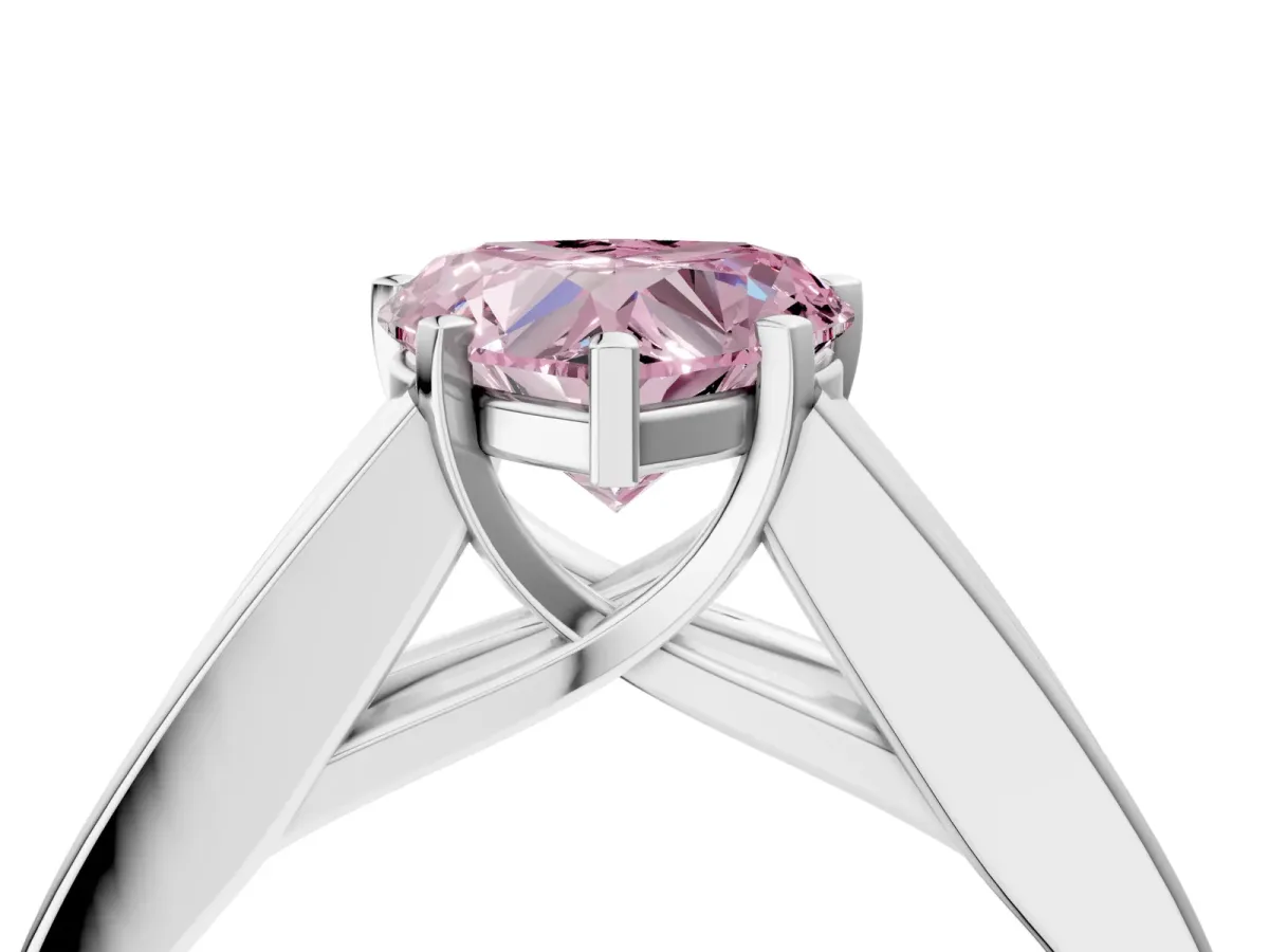 Fancy Pink Heart Cut Cut Channel Set Solitaire Ring with Four-Prong Setting White gold