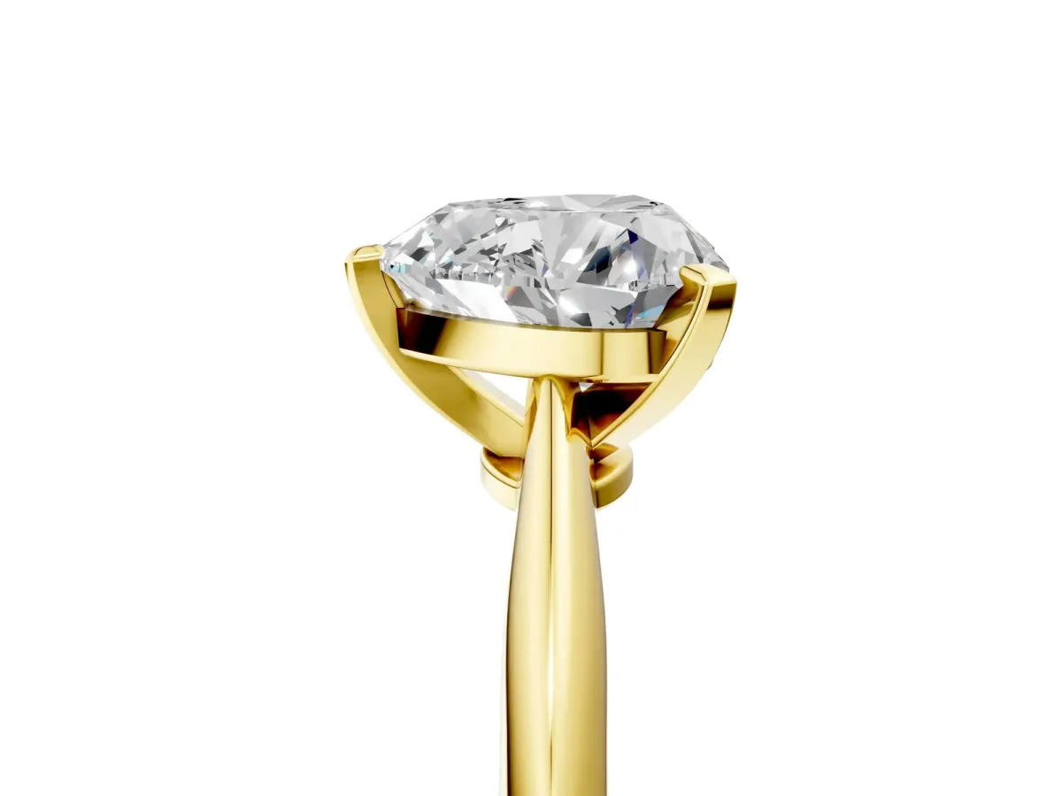Heart Cut Diamond Solitaire Engagement Ring with Classic Band and Four-Prong Setting Yellow gold