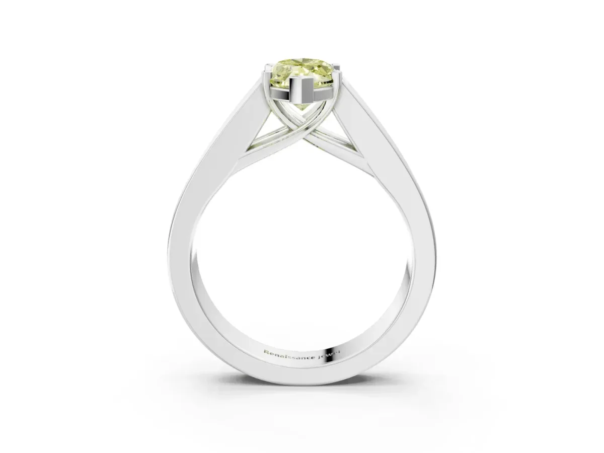 Fancy Yellow Marquise Cut Cut Channel Set Solitaire Ring with Four-Prong Setting Silver