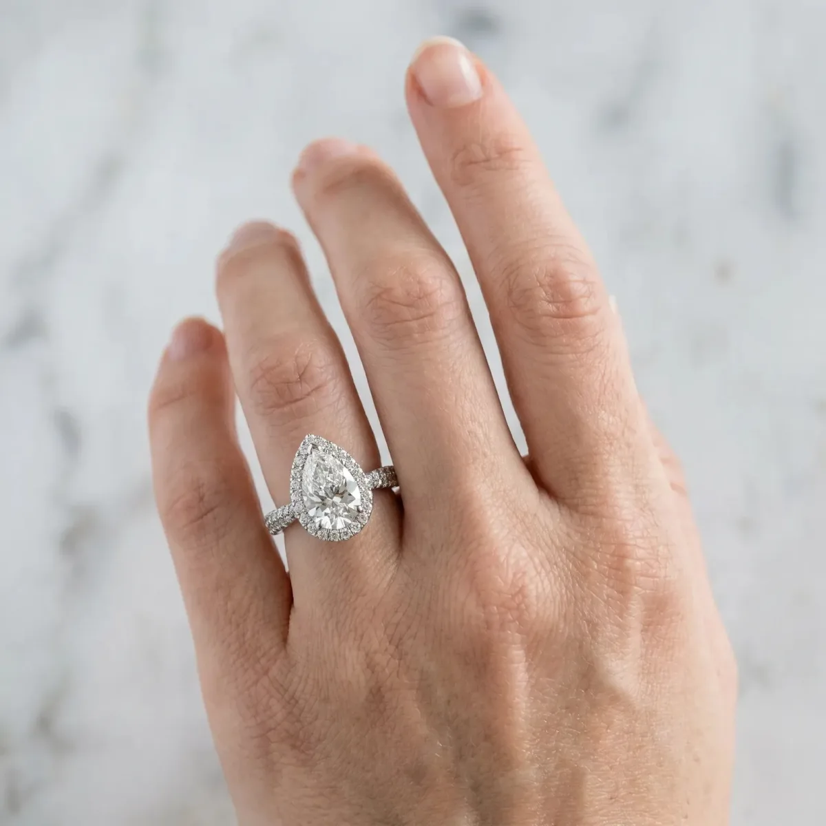 Asscher Cut Halo Diamond Ring with Pavé Band Platinum