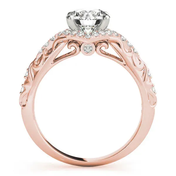 Fancy Blue Asscher Cut Diamond Solitaire Ring with Hidden Halo and Pavé Band Rose gold