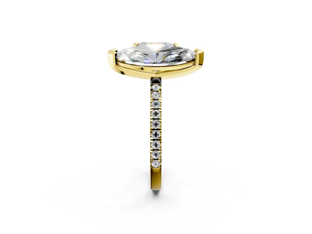 Radiant and Marquise Toi Moi Ring with Prong Setting and Pave Band Yellow gold