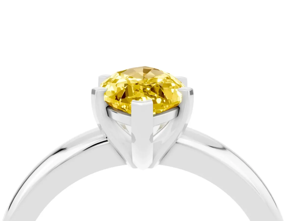 Marquise Cut Yellow Sapphire Solitaire Engagement Ring with Round Band and Four-Prong Setting Platinum