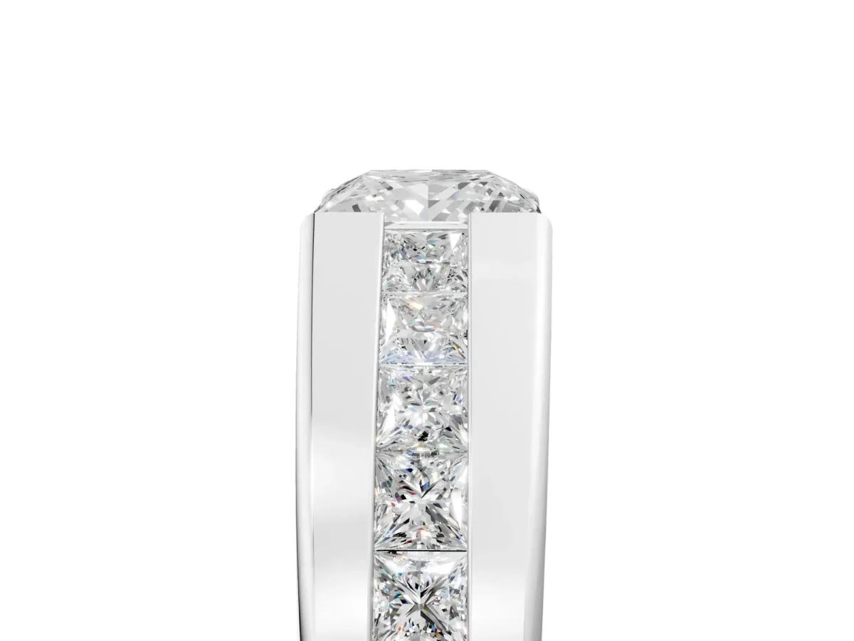 Princess Diamond Channel Set Mens Ring White gold