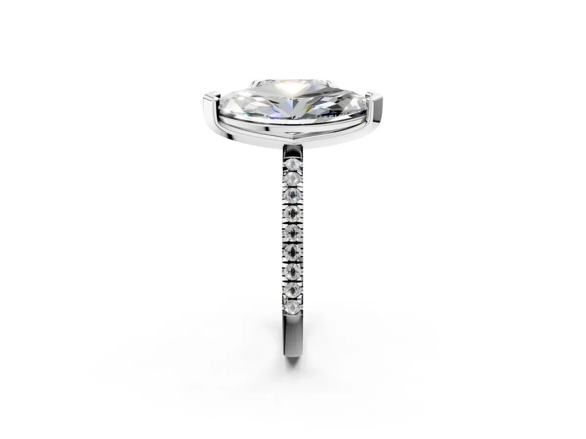 Radiant and Marquise Toi Moi Ring with Prong Setting and Pave Band White gold