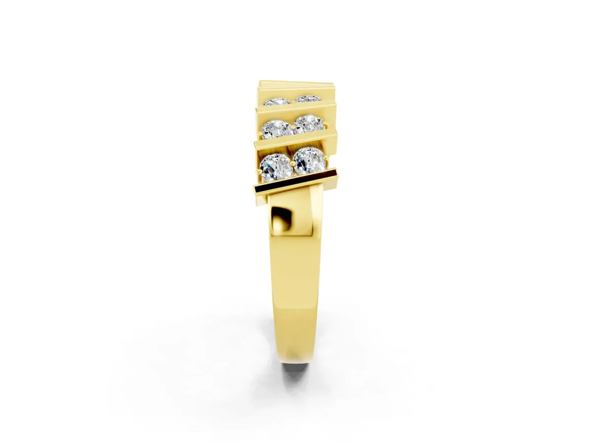 Channel Set Round Moissanite Anniversary Band with Vertical Prongs Yellow gold