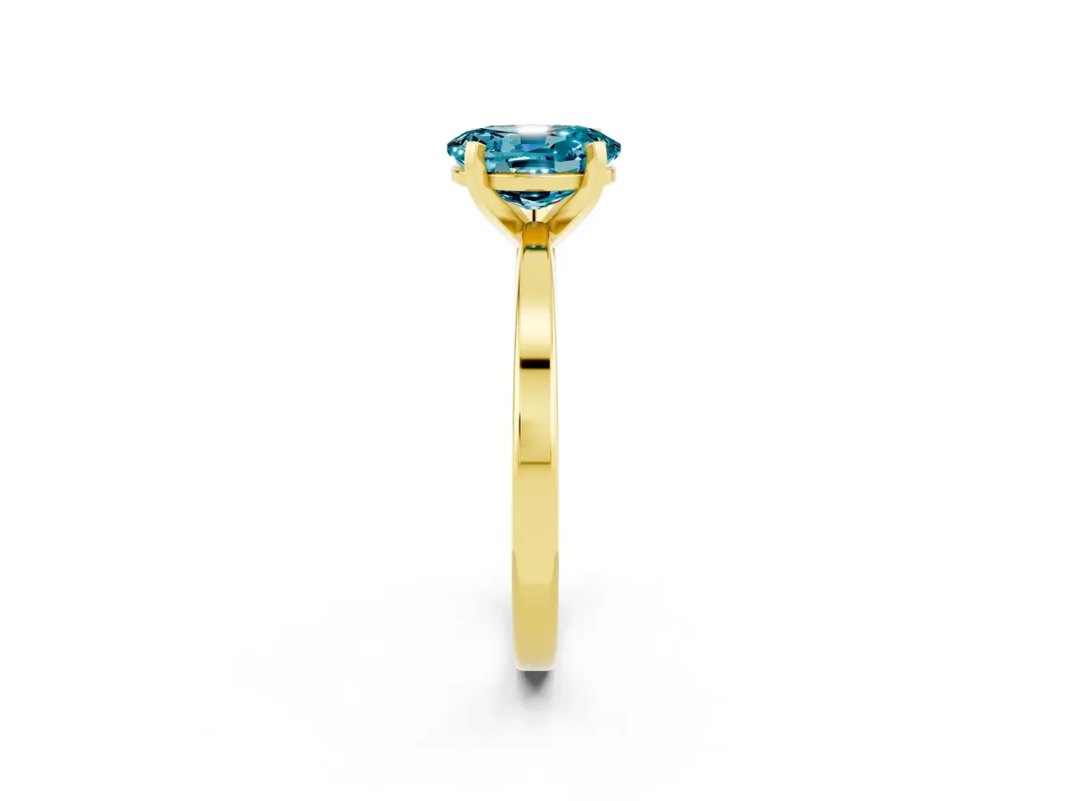 Oval Cut Blue Topaz Solitaire Engagement Ring with Classic Band and Four-Prong Setting Yellow gold