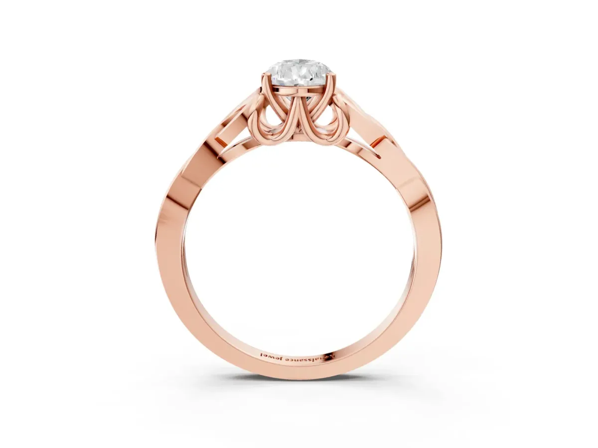Pear Cut Diamond Solitaire Celtic Knot Ring with Four-Prong Setting Rose gold