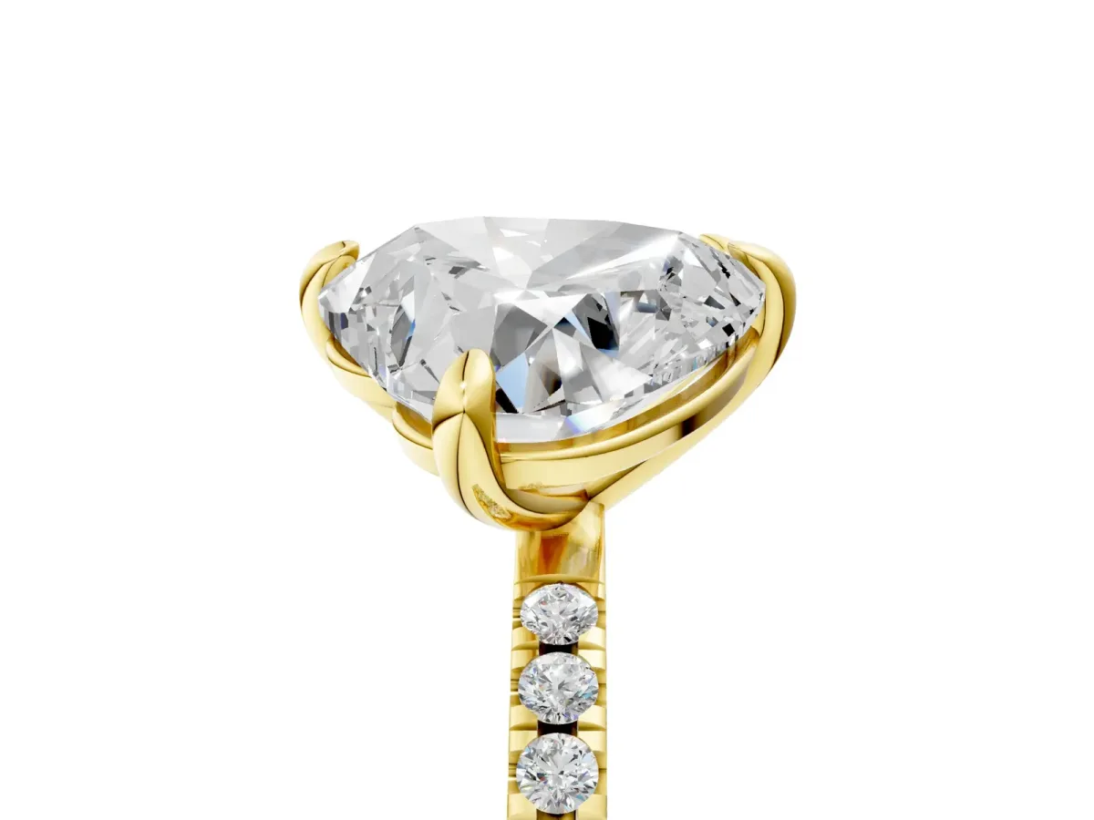 Radiant and Heart Toi Moi Ring with Prong Setting and Micro Pave Band Yellow gold