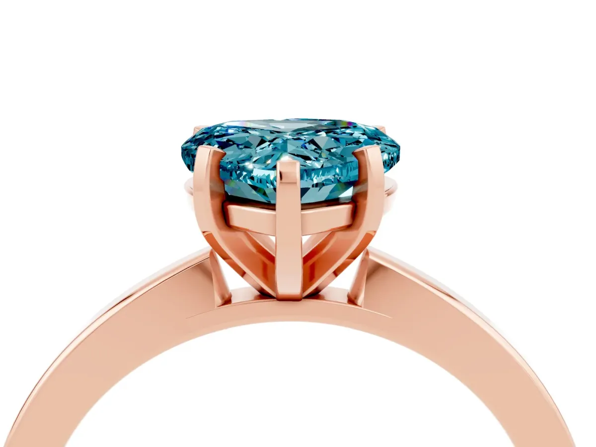 Heart Cut Blue Topaz Solitaire Engagement Ring with Classic Band and Four-Prong Setting Rose gold