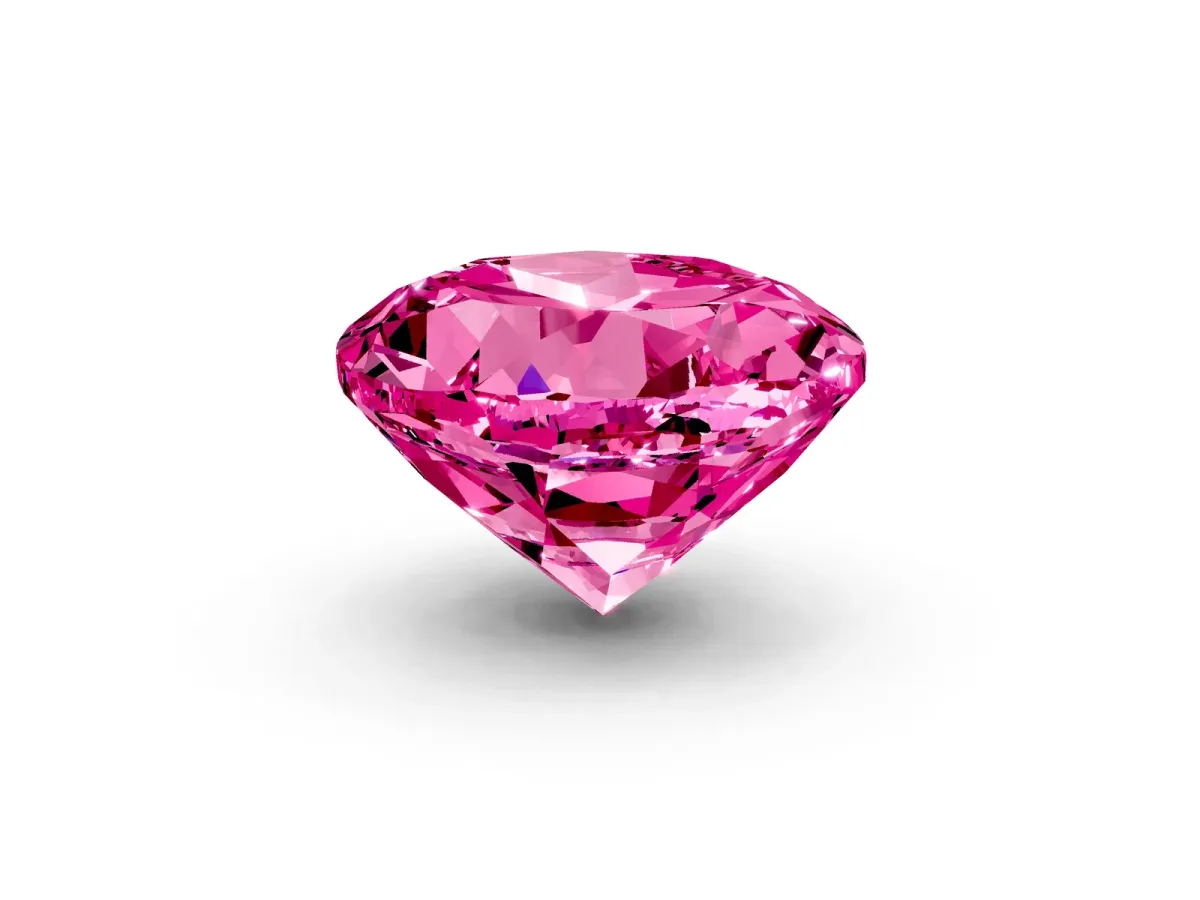 Round Cut Pink Sapphire Solitaire Twisted Band with Round Accents and Prong Setting White gold