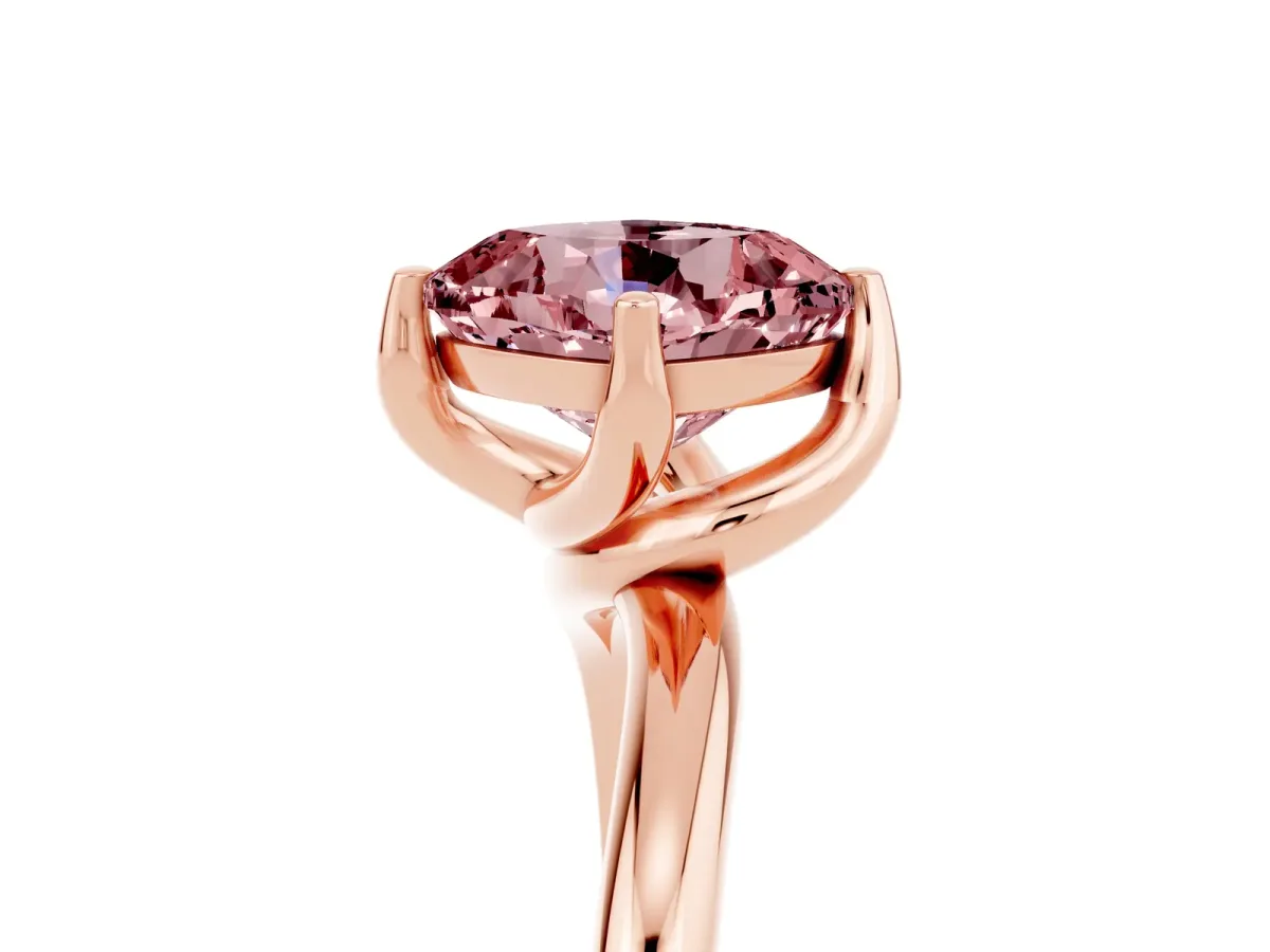 Cushion Cut Morganite Solitaire Engagement Ring with Four-Prong Setting and Classic Band Rose gold