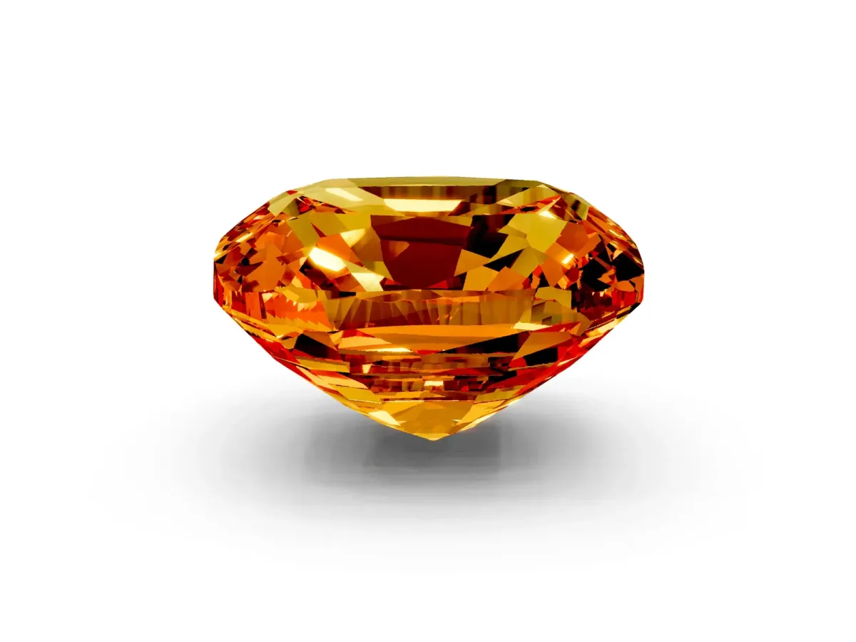 Cushion Cut Citrine Scattered Round Accent Ring with Prong Setting Platinum