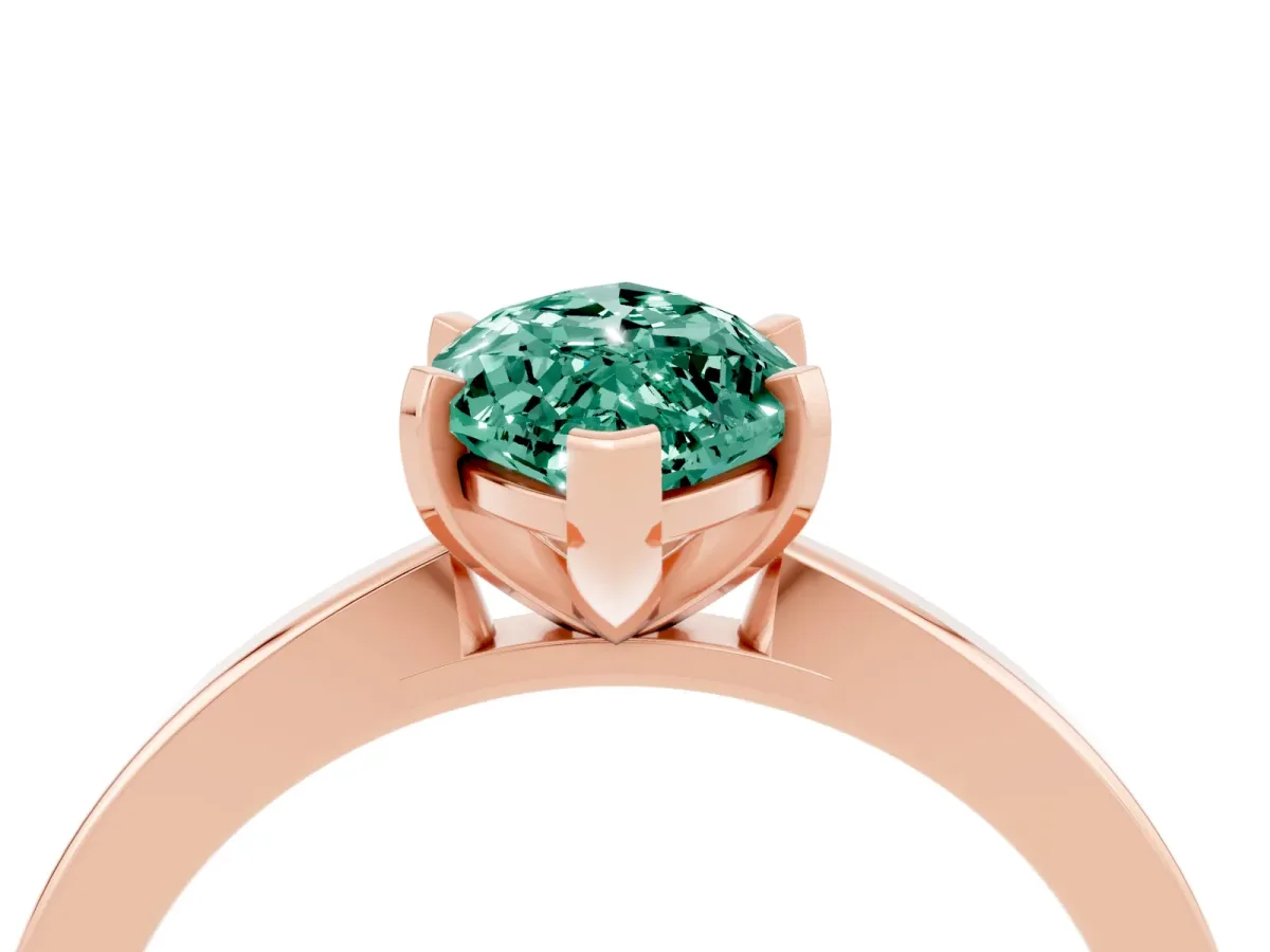 Marquise Cut Green Sapphire Solitaire Engagement Ring with Classic Band and Four-Prong Setting Rose gold