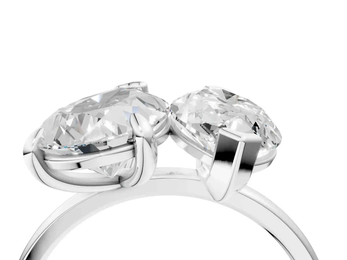 Pear and Radiant Toi Moi Ring with Prong Setting and Plain Band White gold