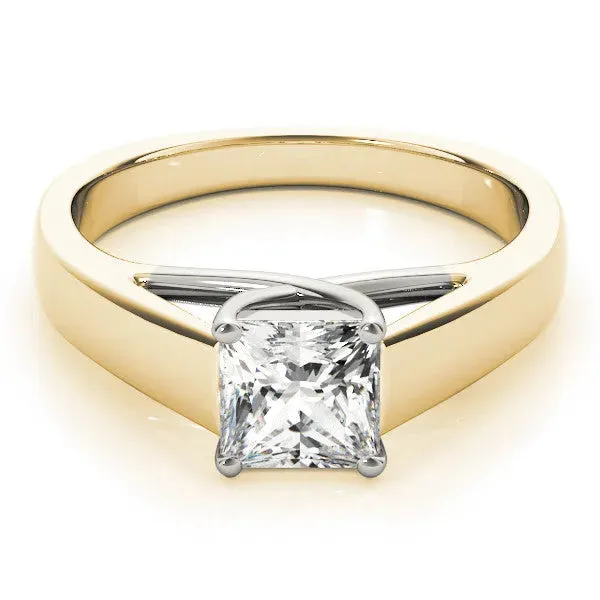 Princess Cut Cut Solitaire Engagement Ring with Cathedral Setting and Four-Prong Setting Yellow gold