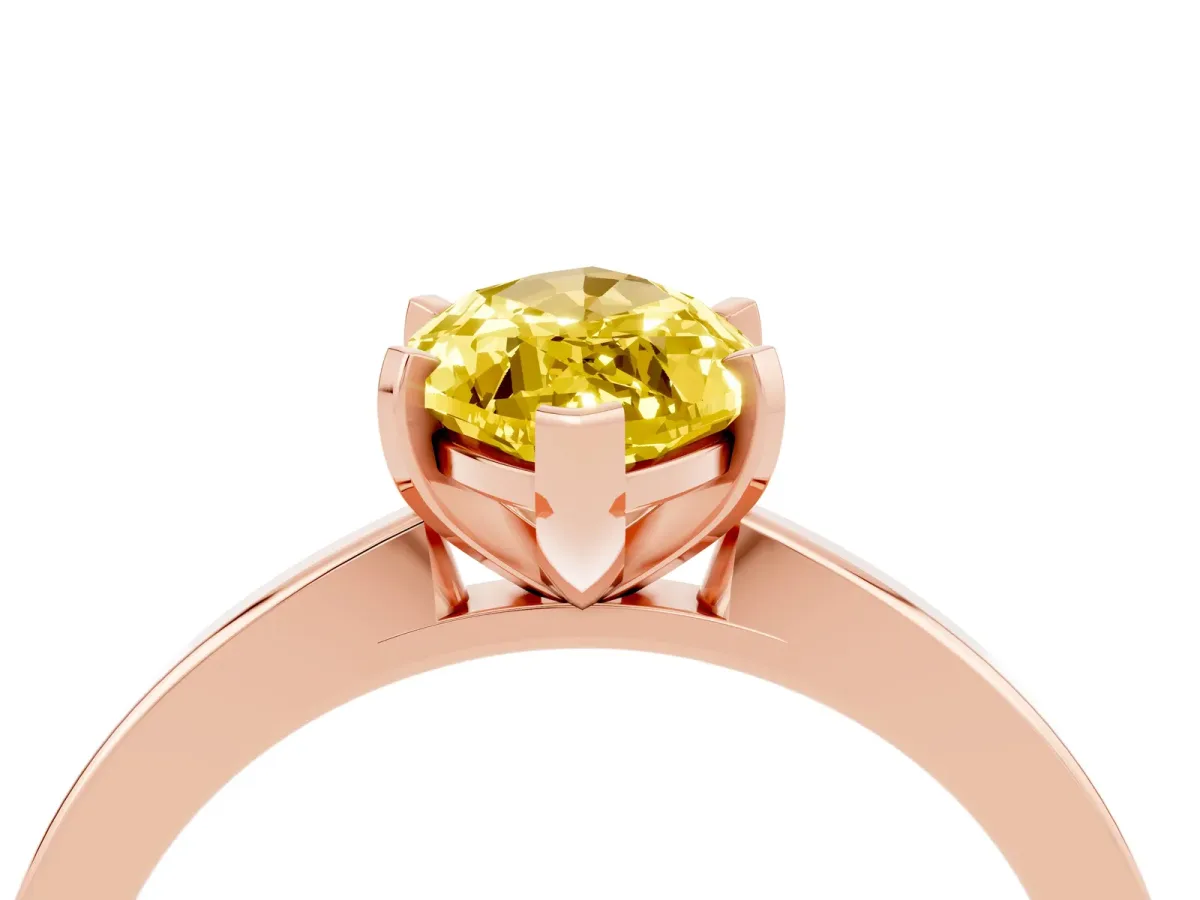 Marquise Cut Yellow Sapphire Solitaire Engagement Ring with Classic Band and Four-Prong Setting Rose gold