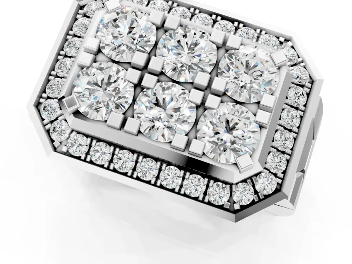 Round Diamond Cluster Halo Mens Ring Platinum