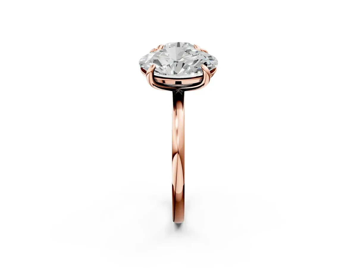 Round and Oval Toi Moi Ring with Prong Setting and Plain Band Rose gold