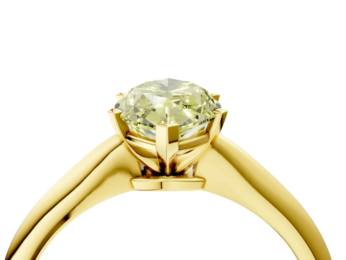 Fancy Yellow Marquise Cut Diamond Solitaire Engagement Ring with Classic Band and Four-Prong Setting Yellow gold