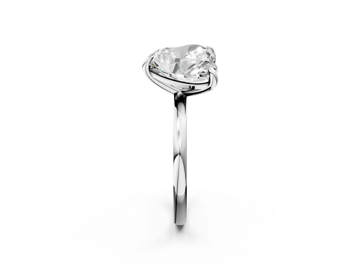 Oval and Heart Toi Moi Ring with Prong Setting and Plain Band Platinum