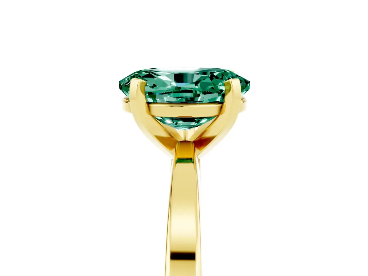Oval Cut Green Sapphire Solitaire Engagement Ring with Classic Band and Four-Prong Setting Yellow gold