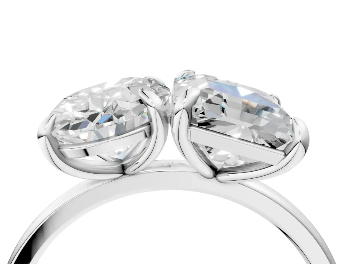 Oval and Radiant Toi Moi Ring with Prong Setting and Plain Band Platinum