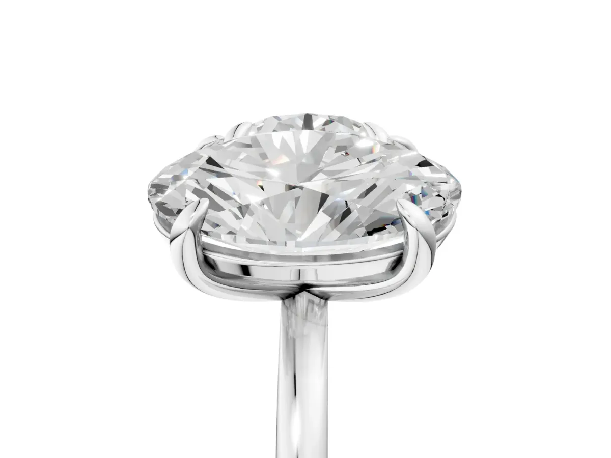 Round and Oval Toi Moi Ring with Prong Setting and Plain Band Silver