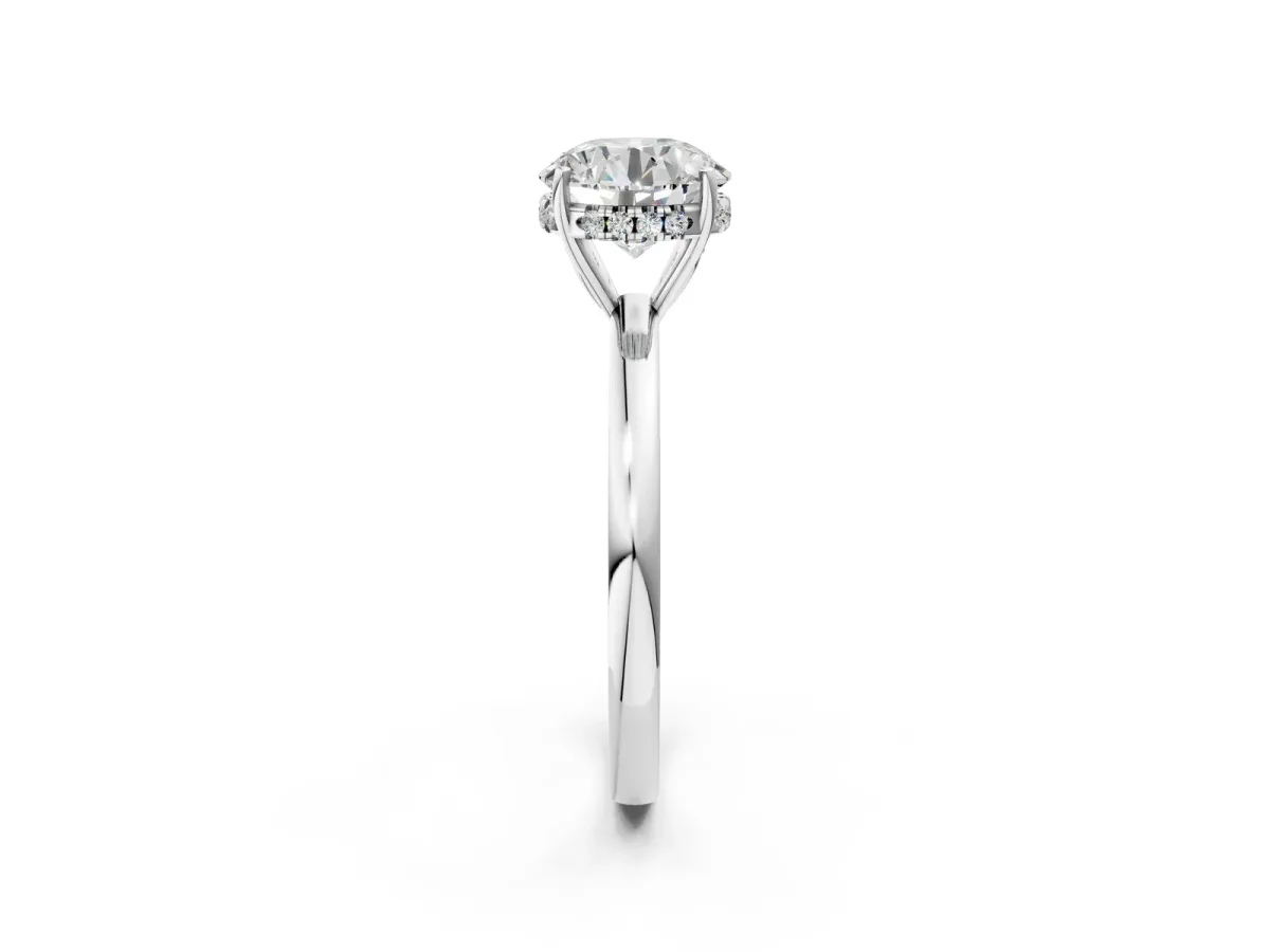 Round Cut Solitaire Diamond Ring with Prong Setting and Plain Band Platinum
