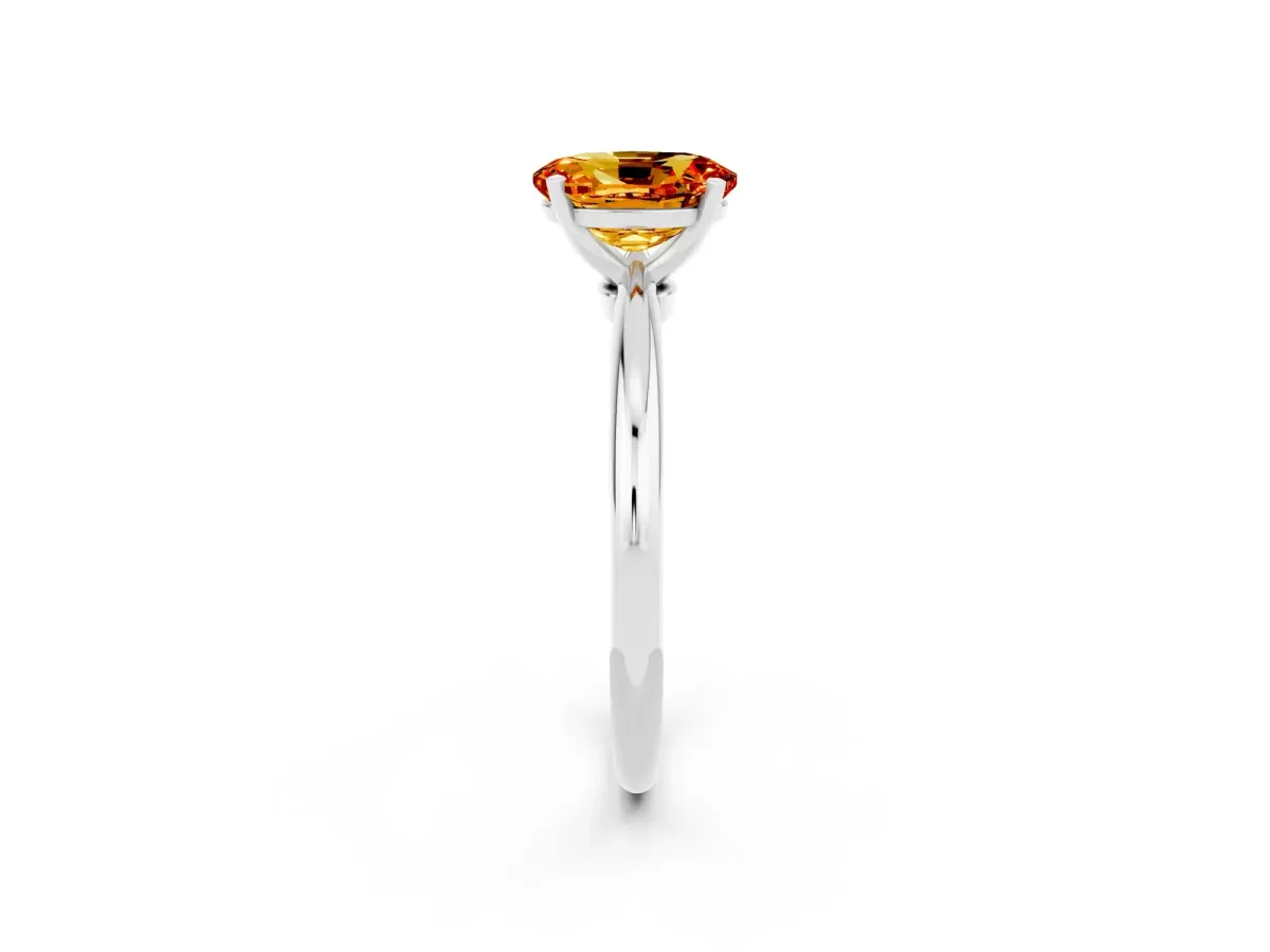 Oval Cut Citrine Solitaire Ring with Six-Prong Setting and Classic Band Silver