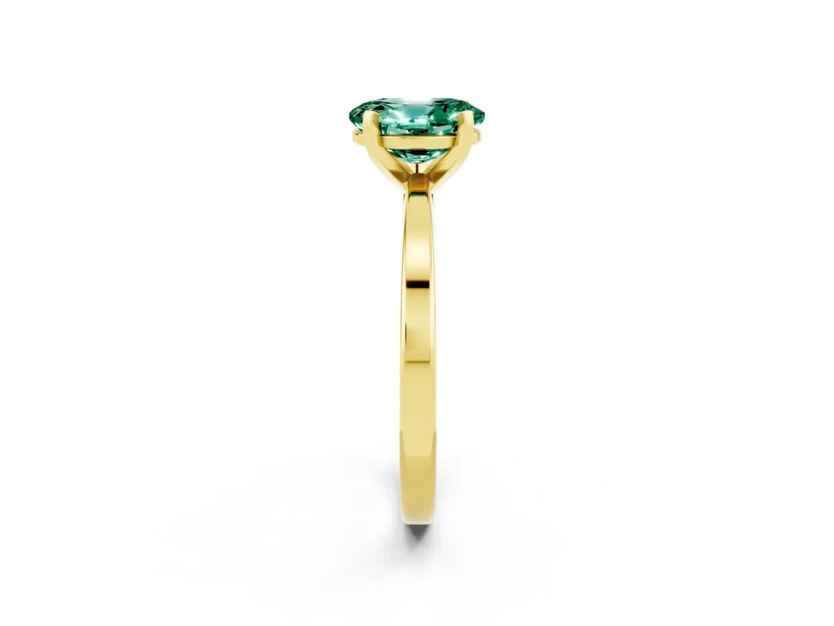 Oval Cut Green Sapphire Solitaire Engagement Ring with Classic Band and Four-Prong Setting Yellow gold